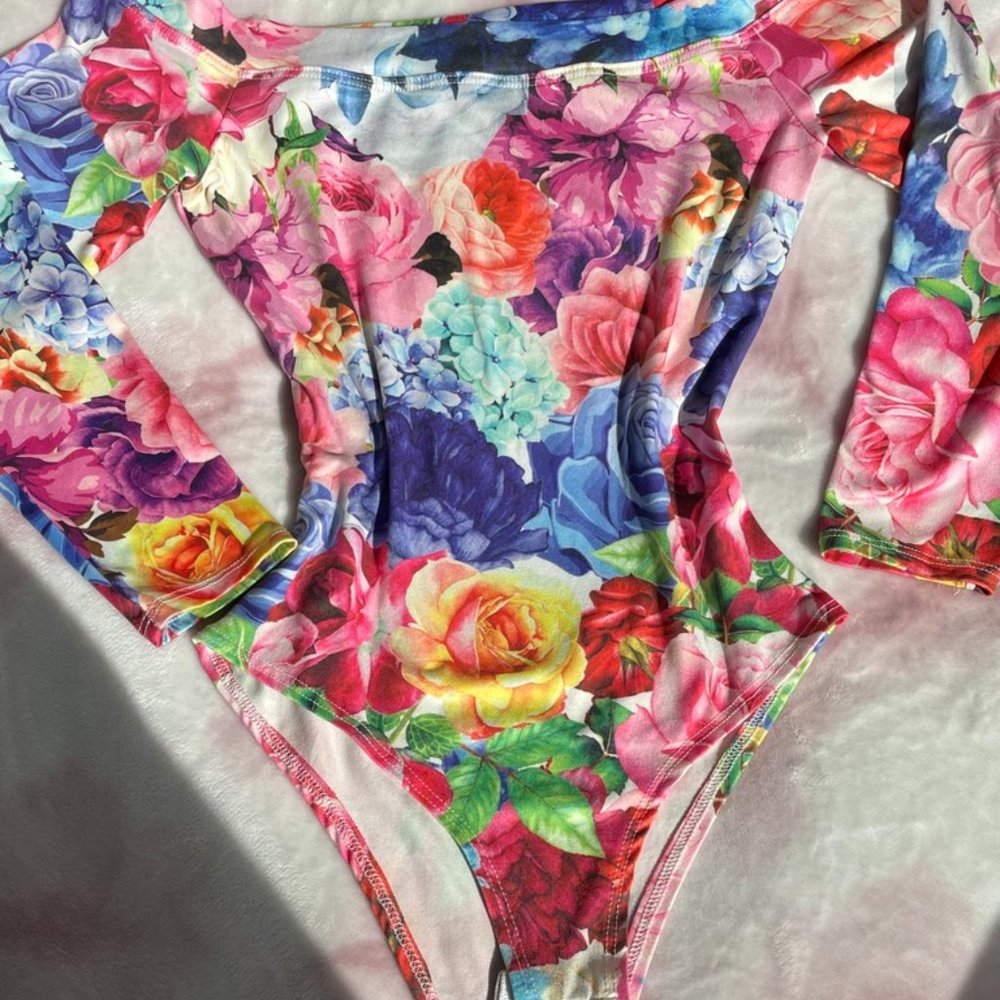 Fashion Nova Floral Off Shoulder Body Suit